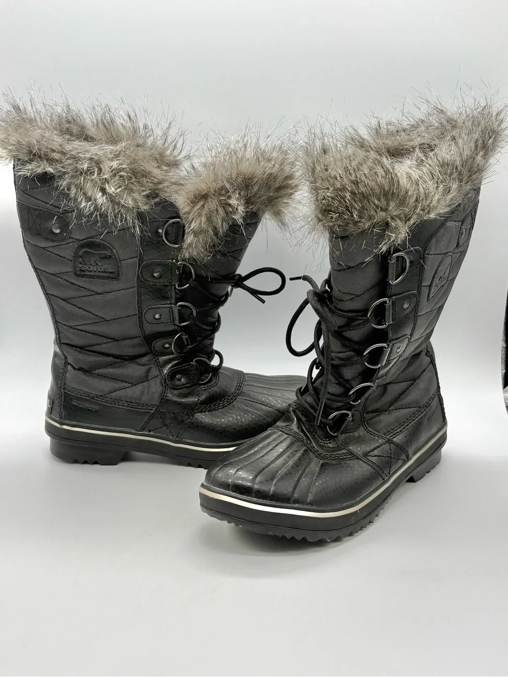 Sorel Black Lace-Up Faux Fur Winter Boots - Women's